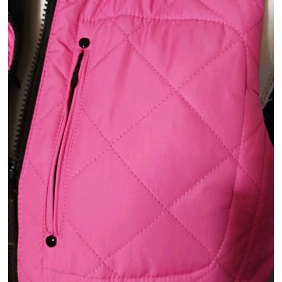 LRL Puffer Vest Reversible Pink Black Quilted Medium EUC - Picture 2 of 9